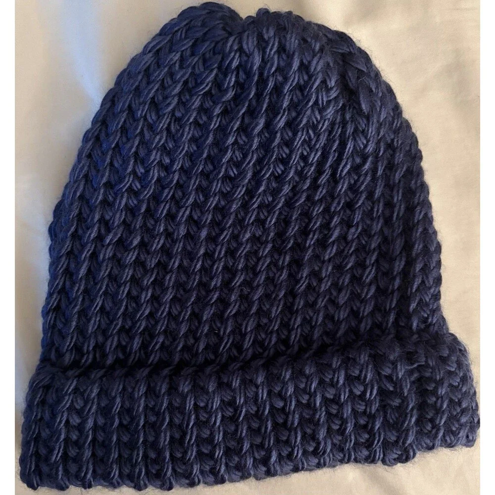 Handmade Dark Blue Winter Beanie Hat and Scarf Set for Kids Winter Wear
